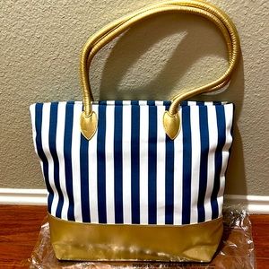 Crabtree and Evelyn London Tote Bag Sailor Gold Canvas 14x18x4